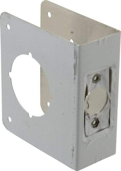 Don-Jo - 4" Wide x 4-1/2" High, Stainless Steel, Door Reinforcer - 1-3/4" Thick Door, 2-3/8" Backset - Exact Tool & Supply