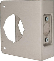 Don-Jo - 4-1/4" Wide x 4-1/2" High, Stainless Steel, Door Reinforcer - 1-3/4" Thick Door, 2-3/4" Backset - Exact Tool & Supply