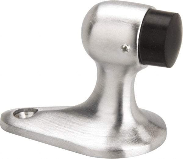 Don-Jo - 2-1/8" Projection Small Gooseneck Door Stop - Floor Mount, Satin Chrome Finish - Exact Tool & Supply