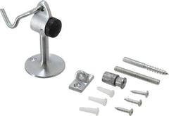 Don-Jo - 3" Projection Pedestal Door Stop with Hook - Floor & Wall Mount, Satin Chrome Finish - Exact Tool & Supply
