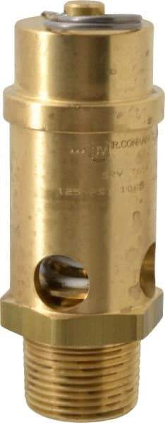 Conrader - 1" Inlet, ASME Safety Relief Valve - 125 Max psi, Brass, 1,053 Cubic' per Min - Exact Tool & Supply