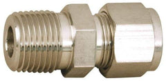 Parker - 5/16" OD, Stainless Steel Male Connector - -425 to 1,200°F, 9/16" Hex, Comp x MNPT Ends - Exact Tool & Supply