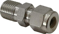 Parker - 5/16" OD, Stainless Steel Male Connector - -425 to 1,200°F, 9/16" Hex, Comp x MNPT Ends - Exact Tool & Supply