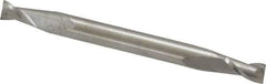SGS - 7/64", 3/16" LOC, 1/8" Shank Diam, 1-1/2" OAL, 2 Flute, Solid Carbide Square End Mill - Double End, Uncoated, Spiral Flute, 30° Helix, Centercutting, Right Hand Cut, Right Hand Flute, Series 15 - Exact Tool & Supply
