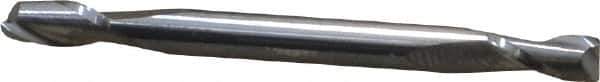 SGS - 1/8", 1/4" LOC, 1/8" Shank Diam, 1-1/2" OAL, 2 Flute, Solid Carbide Square End Mill - Double End, Uncoated, Spiral Flute, 30° Helix, Centercutting, Right Hand Cut, Right Hand Flute, Series 15 - Exact Tool & Supply