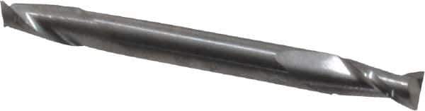 SGS - 3/16", 3/8" LOC, 3/16" Shank Diam, 2" OAL, 2 Flute, Solid Carbide Square End Mill - Double End, Uncoated, Spiral Flute, 30° Helix, Centercutting, Right Hand Cut, Right Hand Flute, Series 15 - Exact Tool & Supply
