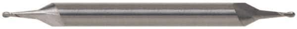 SGS - 7/16" Diam, 9/16" LOC, 2 Flute Solid Carbide Ball End Mill - Uncoated, Double End, 2-3/4" OAL, 7/16" Shank Diam, Spiral Flute - Exact Tool & Supply