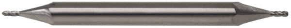 SGS - 7/16" Diam, 9/16" LOC, 4 Flute Solid Carbide Ball End Mill - Uncoated, Double End, 2-3/4" OAL, 7/16" Shank Diam, Spiral Flute - Exact Tool & Supply