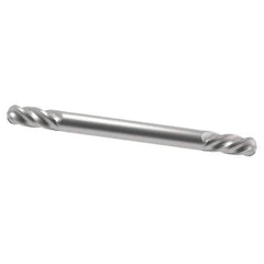 SGS - 1/8" Diam, 1/4" LOC, 4 Flute Solid Carbide Ball End Mill - Uncoated, Double End, 1-1/2" OAL, 1/8" Shank Diam, Spiral Flute - Exact Tool & Supply