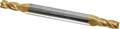 SGS - 9/64", 5/16" LOC, 3/16" Shank Diam, 2" OAL, 4 Flute, Solid Carbide Square End Mill - Double End, TiN Finish, Spiral Flute, 30° Helix, Centercutting, Right Hand Cut, Right Hand Flute, Series 14 - Exact Tool & Supply