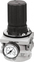 Parker - 1 NPT Port, 550 CFM, Aluminum Hi-Flow Regulator - 0 to 232 psi Range, 254 Max psi Supply Pressure, 1/4" Gauge Port Thread, 3-1/2" Wide x 7.2" High - Exact Tool & Supply