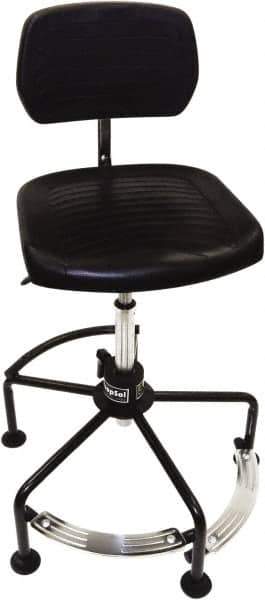 ShopSol - 17 to 35" High Adjustable Height Swivel Stool - 26" Wide x 26-1/2" Deep, Polyurethane Seat, Black - Exact Tool & Supply