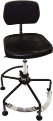 ShopSol - 17 to 35" High Adjustable Height Swivel Stool - 26" Wide x 26-1/2" Deep, Polyurethane Seat, Black - Exact Tool & Supply