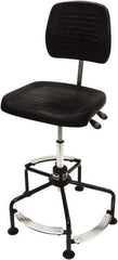 ShopSol - 17 to 35" High Adjustable Height Swivel Stool - 26" Wide x 26-1/2" Deep, Polyurethane Seat, Black - Exact Tool & Supply