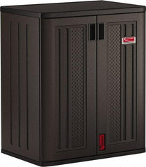 Suncast - 2 Shelf Locking Storage Cabinet - Polypropylene, 30" Wide x 20-1/4" Deep x 36" High, Gray - Exact Tool & Supply