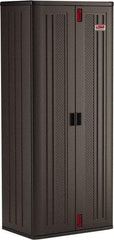 Suncast - 4 Shelf Locking Storage Cabinet - Polypropylene, 30" Wide x 20-1/4" Deep x 72" High, Gray - Exact Tool & Supply