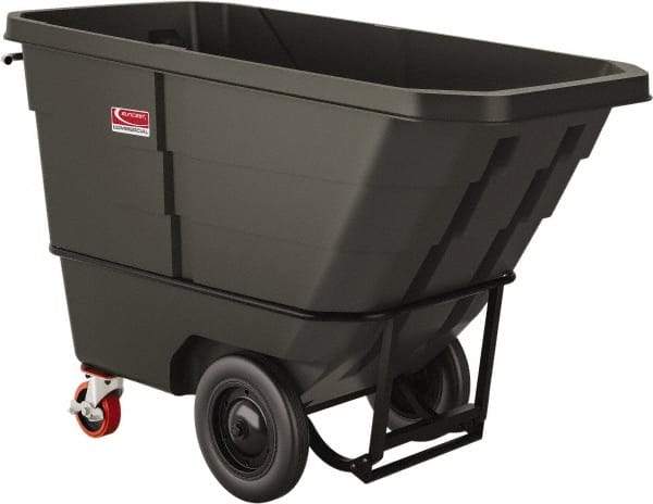 Suncast - 2,200 Lb Load Capacity, 22 Bushels, 1 Cu Yd, Polyethylene Tilt Truck - 33.87" Wide x 70" Long x 45.16" High, Matte Gray - Exact Tool & Supply