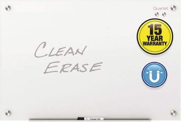 Quartet - 24" High x 36" Wide Magnetic Dry Erase Board - Glass, Includes Dry-Erase Marker, (2) Rare-Earth Magnets & Mounting Kit - Exact Tool & Supply