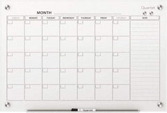 Quartet - 36" High x 48" Wide Magnetic Dry Erase Calendar - Glass, Includes Dry-Erase Marker, Magnet & Mounting Kit - Exact Tool & Supply