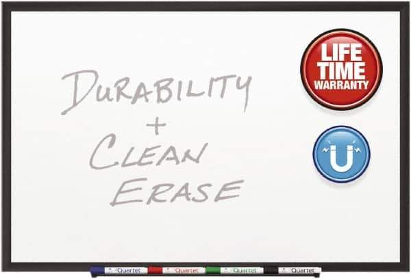 Quartet - 36" High x 48" Wide Magnetic Dry Erase Board - Steel, Includes Marker Rail with Protective End Caps, (4) Dry-Erase Markers & Mounting Kit - Exact Tool & Supply