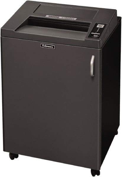 FELLOWES - 5/32 x 1-9/16" Strip, 24 Sheet Cross Cut Commercial Shredder - 23-1/4" Long x 25-3/16" Wide x 38-3/16" High, Level 4 Security, 4 Gal Wastebasket - Exact Tool & Supply