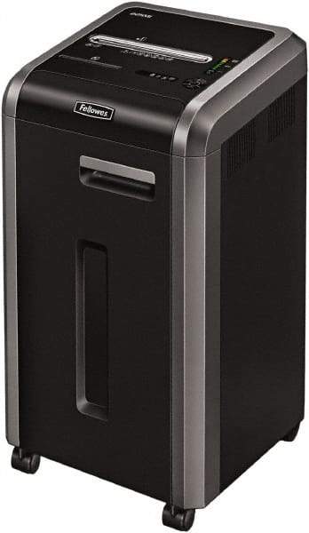 FELLOWES - 5/64 x 15/32" Strip, 16 Sheet Micro Cut Commercial Shredder - 17-3/4" Long x 17-1/8" Wide x 30-3/4" High, Level 5 Security, 16 Gal Wastebasket - Exact Tool & Supply