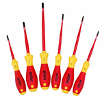 Insulated Slim Integrated Insulation 6 Piece Screwdriver Set Slotted 4.5; 6.5; Phillips #1 & 2; Square #1 & 2. - Exact Tool & Supply