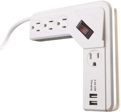 Woods PRO - 4 Outlets, 125 Volts, 15 Amps, 4' Cord, Power Outlet Strip - Keyhole Mount, 5-15 NEMA Configuration, 6-1/2" Strip, cULus - Exact Tool & Supply