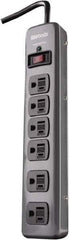 Woods PRO - 6 Outlets, 125 Volts, 15 Amps, 3' Cord, Power Outlet Strip - Keyhole Mount, 5-15 NEMA Configuration, 11-3/4" Strip, cULus - Exact Tool & Supply