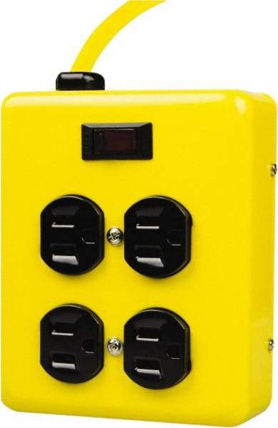 Woods PRO - 4 Outlets, 125 Volts, 15 Amps, 4' Cord, Power Outlet Strip - Keyhole Mount, 5-15 NEMA Configuration, 6" Strip, cULus - Exact Tool & Supply