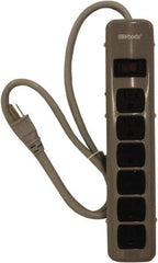 Woods PRO - 6 Outlets, 125 Volts, 15 Amps, 5' Cord, Power Outlet Strip - Keyhole Mount, 5-15 NEMA Configuration, 11-3/4" Strip, cULus - Exact Tool & Supply