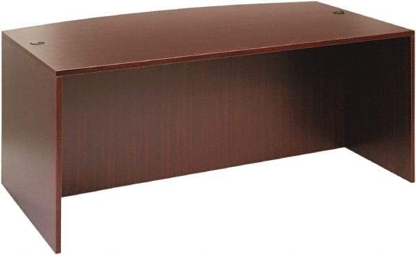 ALERA - Woodgrain Laminate Bow Front Desk - 71" Wide x 41-3/8" Deep x 29-5/8" High, Mahogany - Exact Tool & Supply