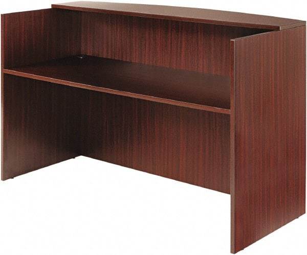 ALERA - Woodgrain Laminate Reception Desk - 71" Wide x 35-1/2" Deep x 42-1/2" High, Mahogany - Exact Tool & Supply