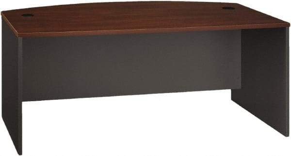 Bush Business Furniture - Laminate Over Wood Bow Front Desk - 71-1/8" Wide x 36-1/8" Deep x 29-7/8" High, Hansen Cherry & Graphite Gray - Exact Tool & Supply