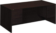 Hon - Woodgrain Laminate Double Pedestal Desk - 72" Wide x 36" Deep x 29-1/2" High, Mahogany - Exact Tool & Supply
