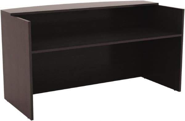 ALERA - Woodgrain Laminate Reception Desk - 71" Wide x 35-1/2" Deep x 42-1/2" High, Espresso - Exact Tool & Supply