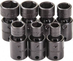 Proto - 7 Piece 3/8" Drive Black Finish Impact Socket Set - 6 Points, 3/8" to 3/4" Range, Inch Measurement Standard - Exact Tool & Supply