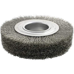 Brush Research Mfg. - 6" OD, 2" Arbor Hole, Crimped Carbon Wheel Brush - 1-3/8" Face Width, 1-1/8" Trim Length, 4,500 RPM - Exact Tool & Supply