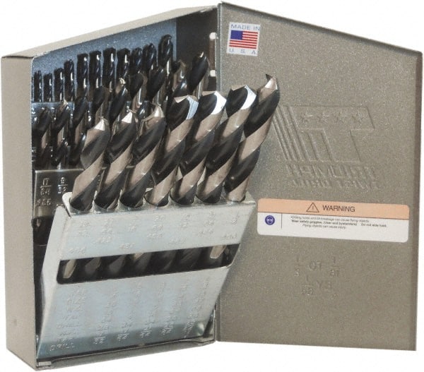 Triumph Twist Drill - 1/16 to 1/2", 135° Point, Bronze/Black Oxide Finish, High Speed Steel Jobber Length Drill Bit Set - Exact Tool & Supply