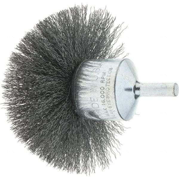 Tru-Maxx - 3" Brush Diam, Crimped, Flared End Brush - 1/4" Diam Steel Shank, 16,000 Max RPM - Exact Tool & Supply