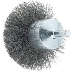 Tru-Maxx - 2-3/4" Brush Diam, Crimped, Flared End Brush - 1/4" Diam Steel Shank, 16,000 Max RPM - Exact Tool & Supply