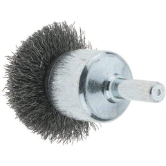 Tru-Maxx - 1-1/2" Brush Diam, Crimped, Flared End Brush - 1/4" Diam Steel Shank, 20,000 Max RPM - Exact Tool & Supply