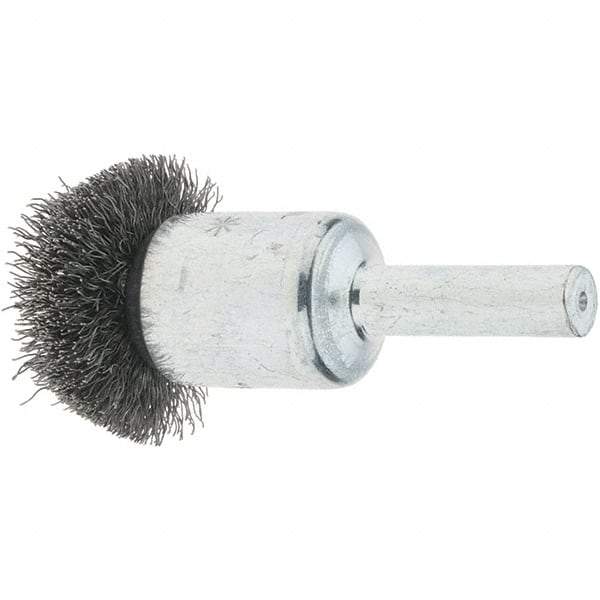 Tru-Maxx - 1" Brush Diam, Crimped, Flared End Brush - 1/4" Diam Steel Shank, 25,000 Max RPM - Exact Tool & Supply
