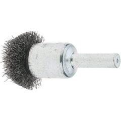 Tru-Maxx - 1" Brush Diam, Crimped, Flared End Brush - 1/4" Diam Steel Shank, 25,000 Max RPM - Exact Tool & Supply