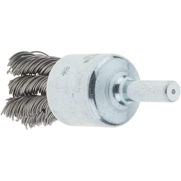 Tru-Maxx - 3/4" Brush Diam, Knotted, End Brush - 1/4" Diam Steel Shank, 22,000 Max RPM - Exact Tool & Supply