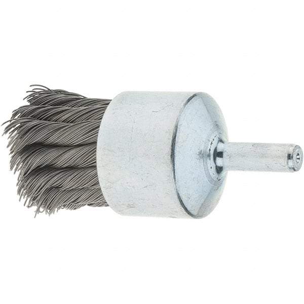 Tru-Maxx - 1-1/8" Brush Diam, Knotted, End Brush - 1/4" Diam Steel Shank, 22,000 Max RPM - Exact Tool & Supply