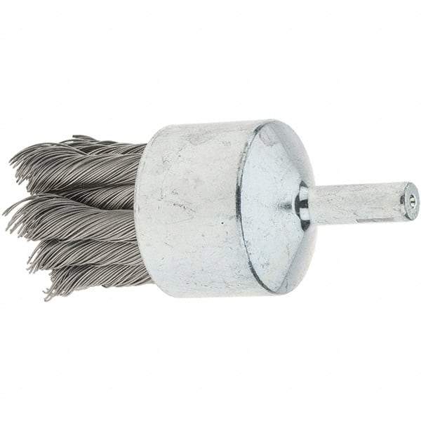 Tru-Maxx - 1-1/8" Brush Diam, Knotted, End Brush - 1/4" Diam Steel Shank, 22,000 Max RPM - Exact Tool & Supply