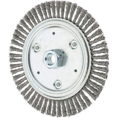 Tru-Maxx - 7" OD, 5/8-11 Arbor Hole, Stringer Bead Steel Wheel Brush - 3/16" Face Width, 1-1/8" Trim Length, 0.02" Filament Diam, 9,000 RPM - Exact Tool & Supply