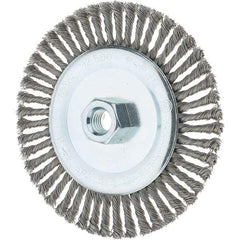 Tru-Maxx - 6" OD, 5/8-11 Arbor Hole, Stringer Bead Steel Wheel Brush - 3/16" Face Width, 1-1/8" Trim Length, 0.02" Filament Diam, 12,500 RPM - Exact Tool & Supply