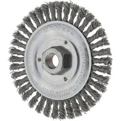 Tru-Maxx - 5" OD, 5/8-11 Arbor Hole, Stringer Bead Steel Wheel Brush - 3/16" Face Width, 7/8" Trim Length, 0.02" Filament Diam, 12,500 RPM - Exact Tool & Supply